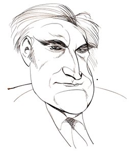Ted Hughes - caricature du poète lauréat anglais, 1930 - 1998